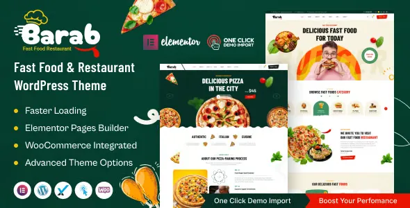 Barab Fast Food & Restaurant WordPress Theme