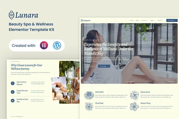 Lunara Beauty Spa Wellnes Elementor Template Kit