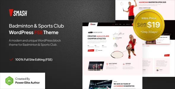 Smash – Badminton School & Sports Club FSE WordPress Theme