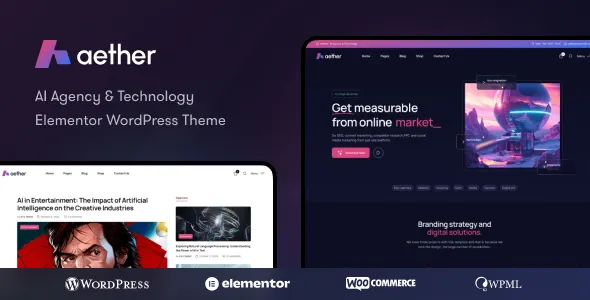 Aether AI Agency Technology WordPress Theme