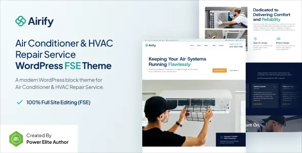 Airify HVAC Repair Service FSE WordPress Theme