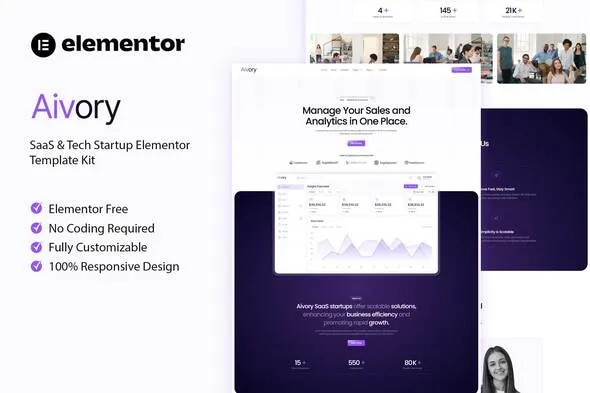 Aivory Saas Tech Startup Elementor Template Kit