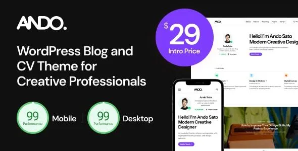 Ando WordPress Blog and CV Theme for Creative Professionals