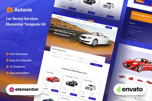 Autovia Car Rental Service Elementor Template Kit