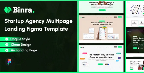 Binra Startup Agency Figma Landing Page Template