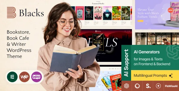 Blacks Bookstore Book Cafe & Writer WordPress Theme