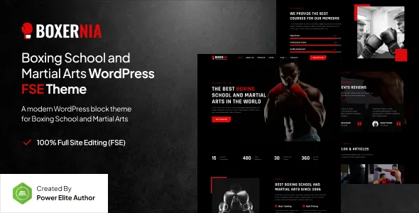 Boxernia Boxing School Martial Arts FSE WordPress Theme