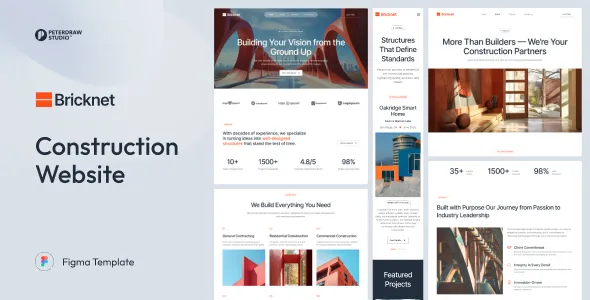 Bricknet Construction Website UI Figma Template