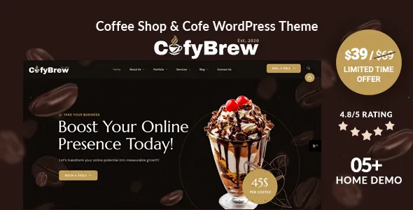 Cofybrew Coffee Shop & Cafe WordPress Theme