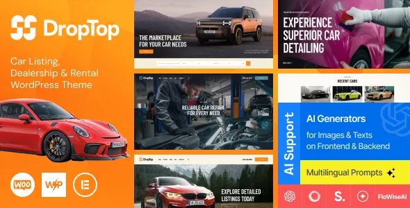 Drop-Top Car Listing Dealership Rental WordPress Theme