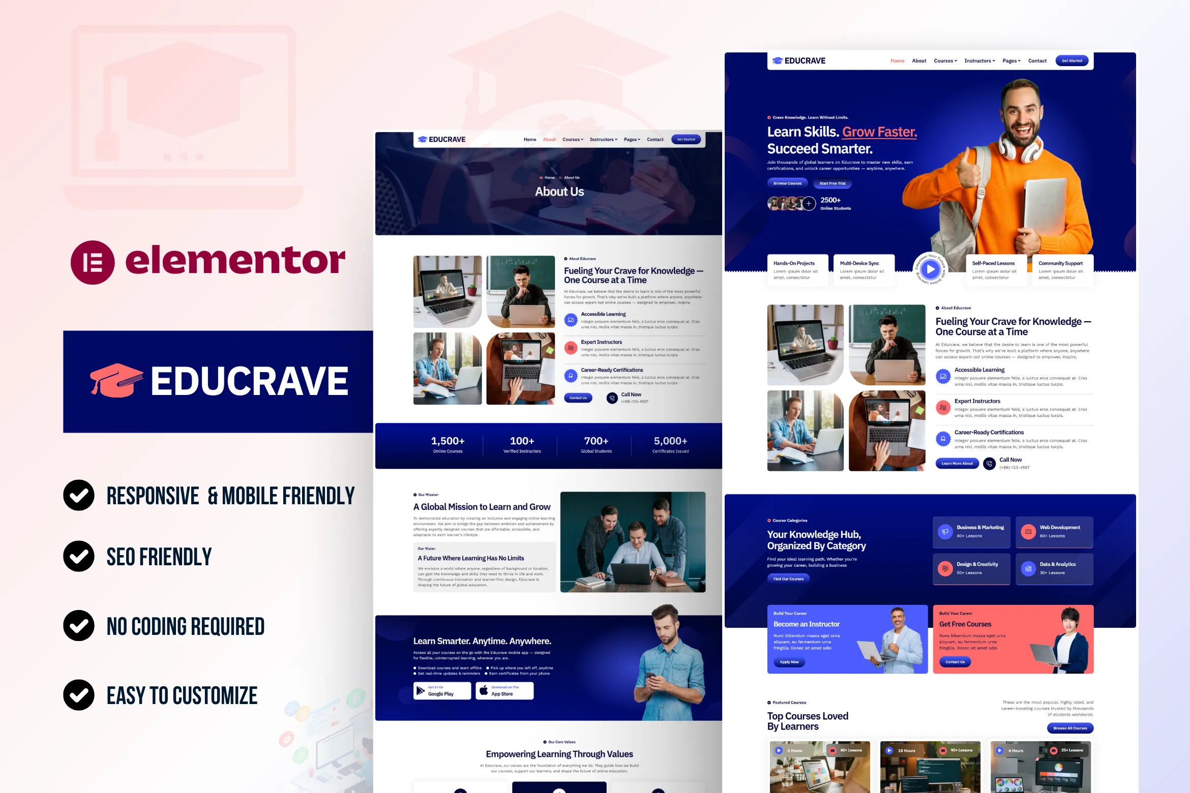 Educrave Online Courses Education Elementor Pro Template Kits