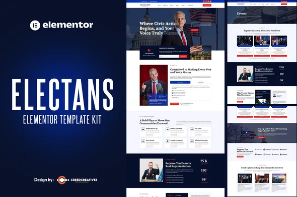 Electans Political Campaign Elections Elementor Pro Template Kit