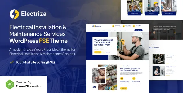 Electriza Electrical Installation Maintenance Services FSE WordPress Theme