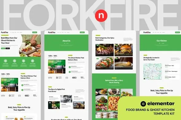 ForknFire Food Brand & Ghost Kitchen Elementor Template Kit
