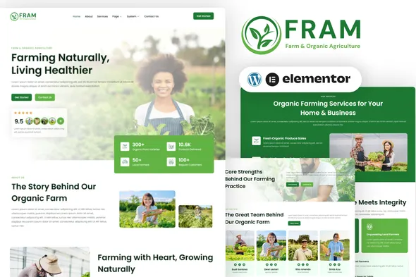 Fram Farm Organic Agriculture Elementor Template Kit