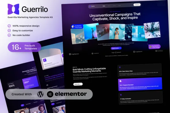 Guerrilo Guerrilla Marketing & Brand Activation Elementor Template Kit