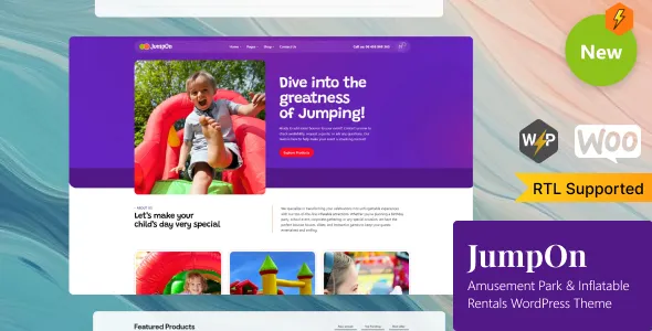 JumpOn Amusement Park Inflatable Rentals WordPress Theme