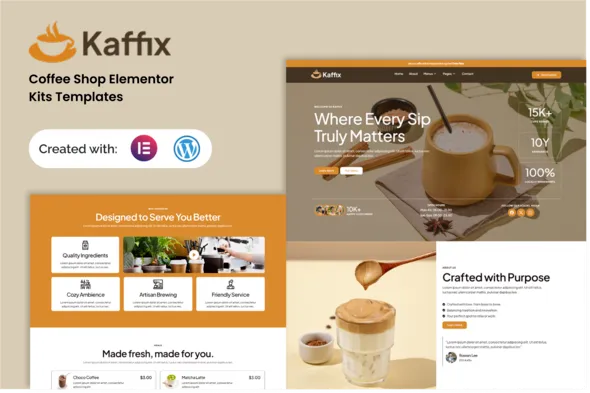 Kaffix Coffee Shop Cafe Elementor Template Kit