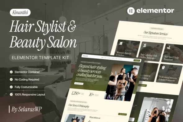 Kinanthi Hair Stylist Beauty Salon Elementor Template Kit
