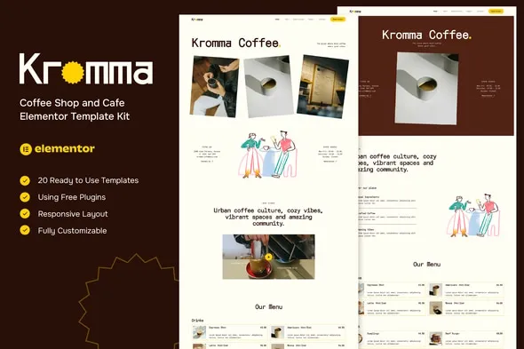 Kromma Coffee Shop and Cafe Elementor Template Kit