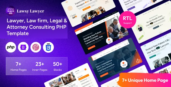 Lawsy Lawyer Law firm Legal Attorney Consulting PHP Template