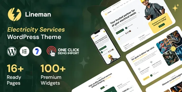 Lineman Electricity Services WordPress Theme
