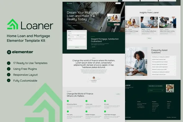 Loaner Home Loan and Mortgage Elementor Template Kit