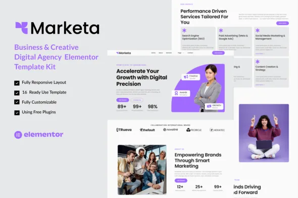 Marketa Business & Creative Digital Agency Elementor Template Kit