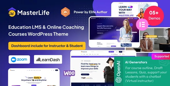 MasterLife Education LMS Online Coaching Courses WordPress Theme