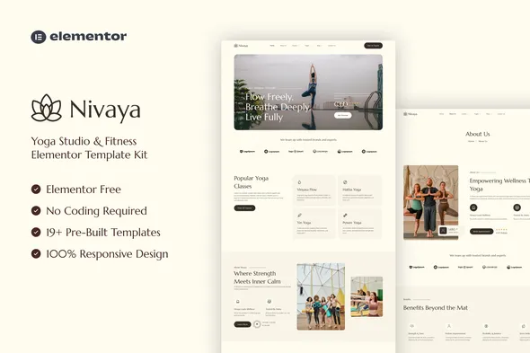 Nivaya Yoga Studio Fitness Elementor Template Kit