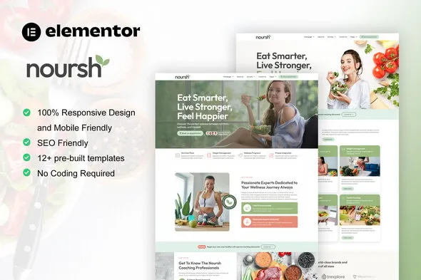 Noursh Healthy Food Nutrition Elementor Pro Template Kit