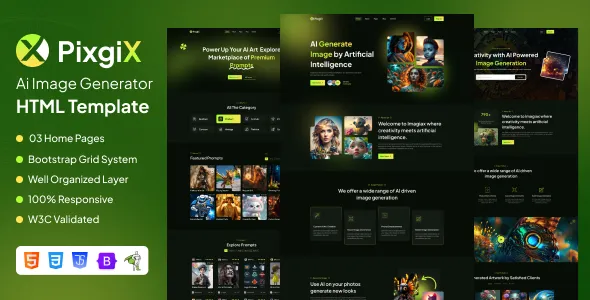 Pixgix Ai Image Generator HTML Template
