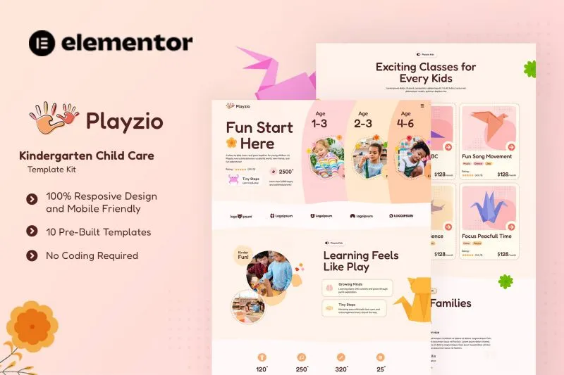 Playzio Kindergarten Child Care Elementor Template Kit