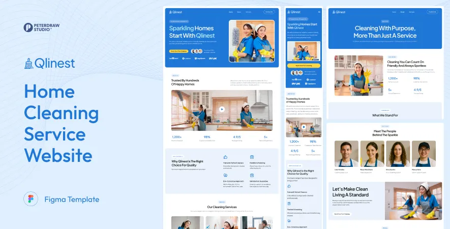 Qlinest Home Cleaning Service Website UI Figma Template