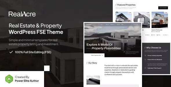 RealAcre Real Estate Property FSE WordPress Theme