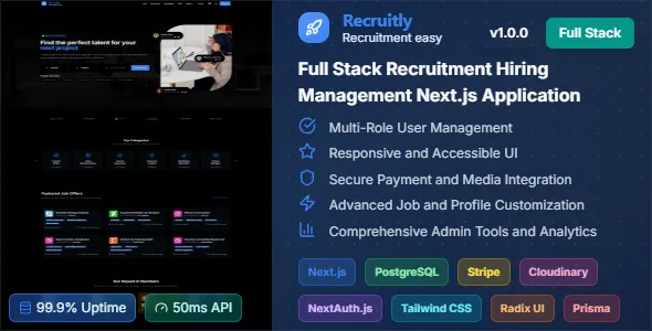 Recruitly Full Stack Recruitment Hiring Management Next.js Application