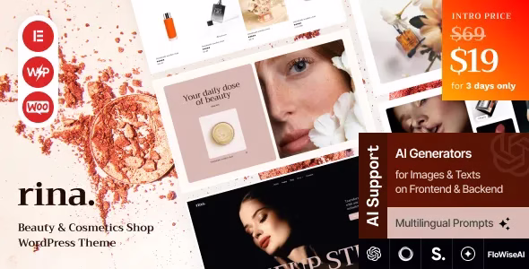 Rina Beauty Cosmetics Shop WordPress Theme