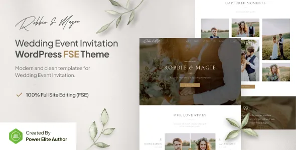 Robbie Magie Wedding Event Invitation FSE WordPress Theme