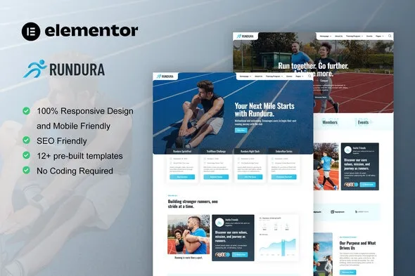Rundura Running Club Sport Event Elementor Template Kit