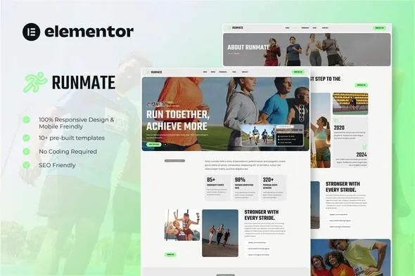 Runmate Marathon Running Club & Sport Elementor Template Kit