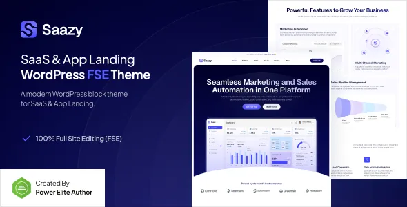 Saazy SaaS App Landing Page FSE WordPress Theme