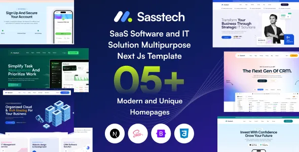 SassTech Next JS React SaaS Software IT Solution Multipurpose Template
