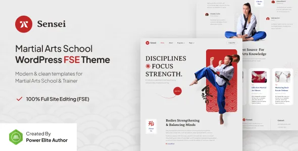 Sensei Martial Arts Club Trainer FSE WordPress Theme