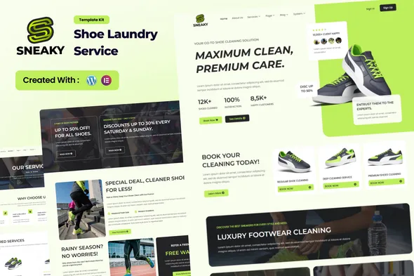 Sneaky Shoe Laundry Service Elementor Template Kit