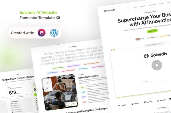Solvedi- SaaS AI App Elementor Pro Template Kit