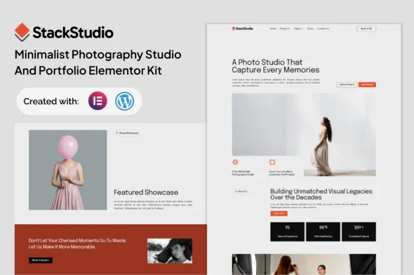 StackStudio A Minimalist Photography Studio Portfolio Elementor Kit