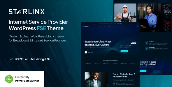 Starlinx Broadband Internet Service Provider FSE WordPress Theme