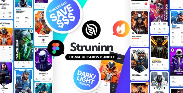 Struninn Sports and eSports UI Cards - Figma UI Kit Bundle