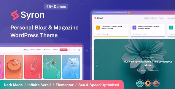 Syron Personal Blog Magazine WordPress Theme