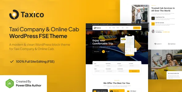 Taxico Taxi Company Online Cab Service FSE WordPress Theme